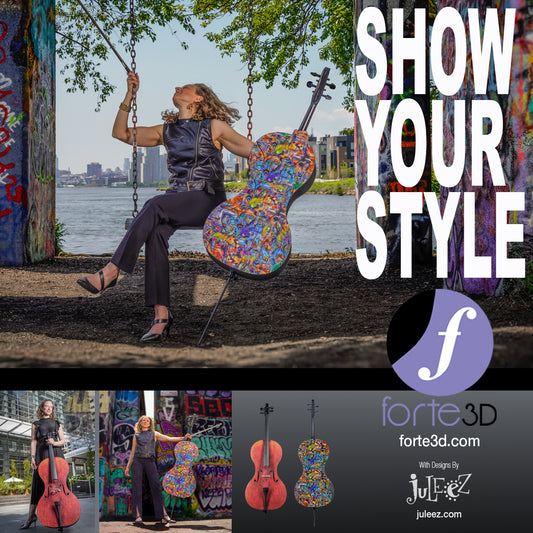 Forte3D® Cello with Fine Art TOP AND OR BACK by Juleez Art