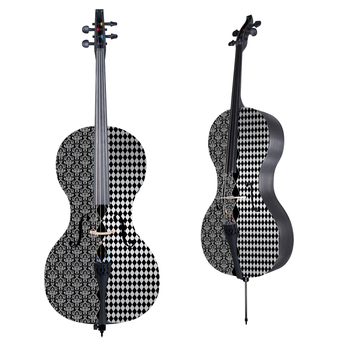 Forte3D Carbon Fiber Art Top Cello - Damask Harlequin -Juleez