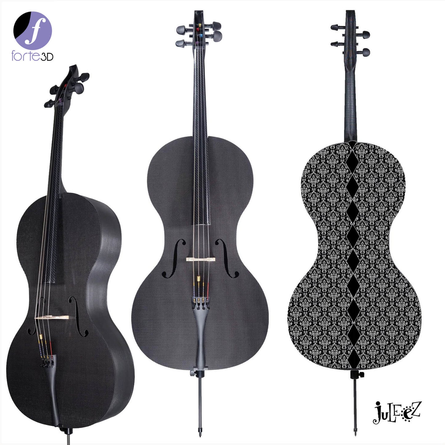 Forte3D® Cello Fine Art Cellos Painted BACK by Juleez