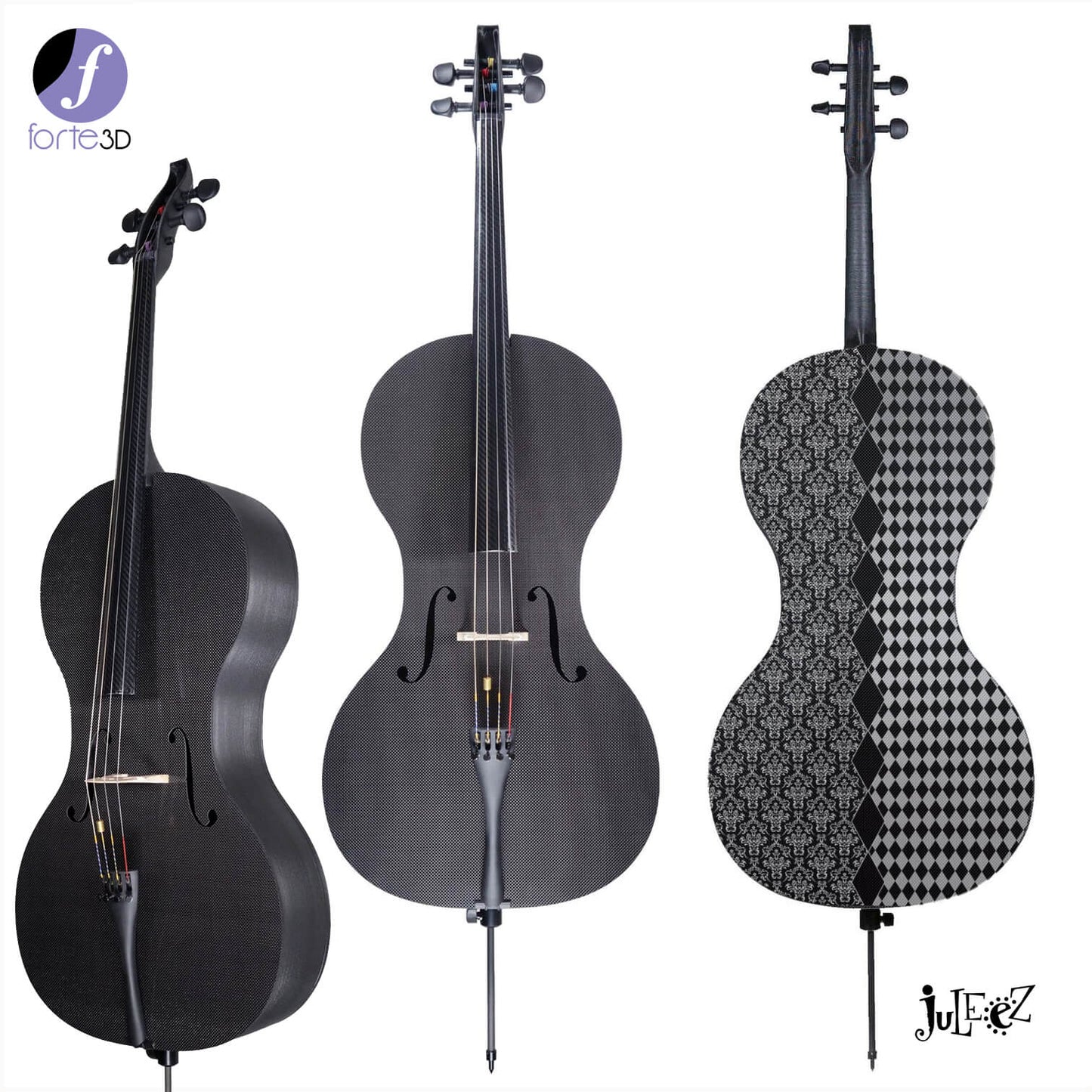Forte3D® Cello Fine Art Cellos Painted BACK by Juleez