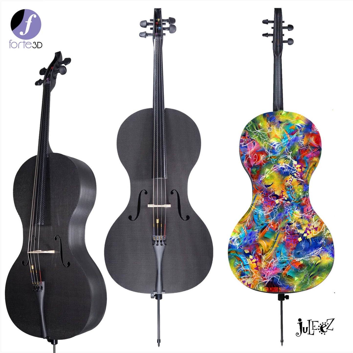 Forte3D® Cello Fine Art Cellos Painted BACK by Juleez
