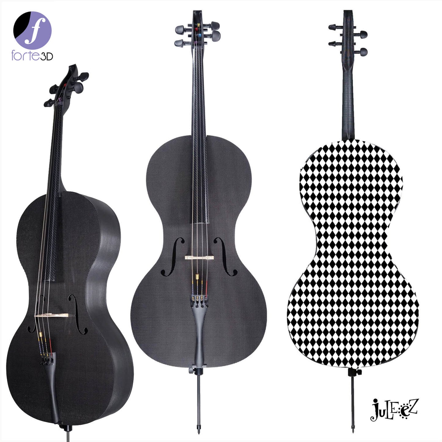 Forte3D® Cello Fine Art Cellos Painted BACK by Juleez
