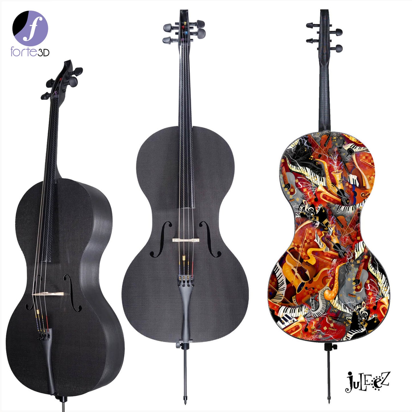 Forte3D® Cello Fine Art Cellos Painted BACK by Juleez