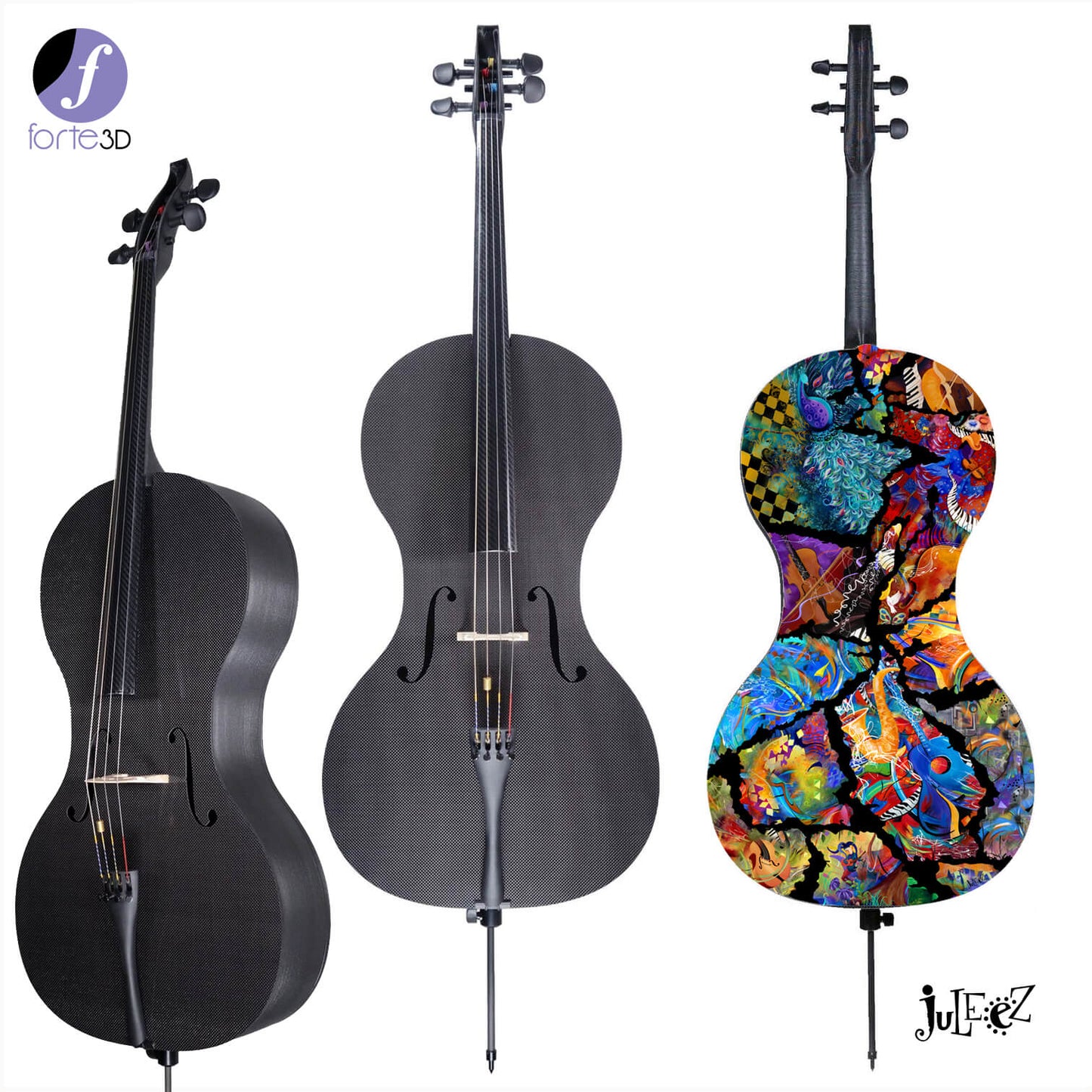Forte3D® Cello Fine Art Cellos Painted BACK by Juleez