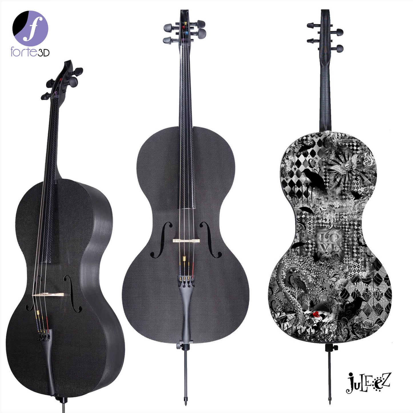 Forte3D® Cello Fine Art Cellos Painted BACK by Juleez