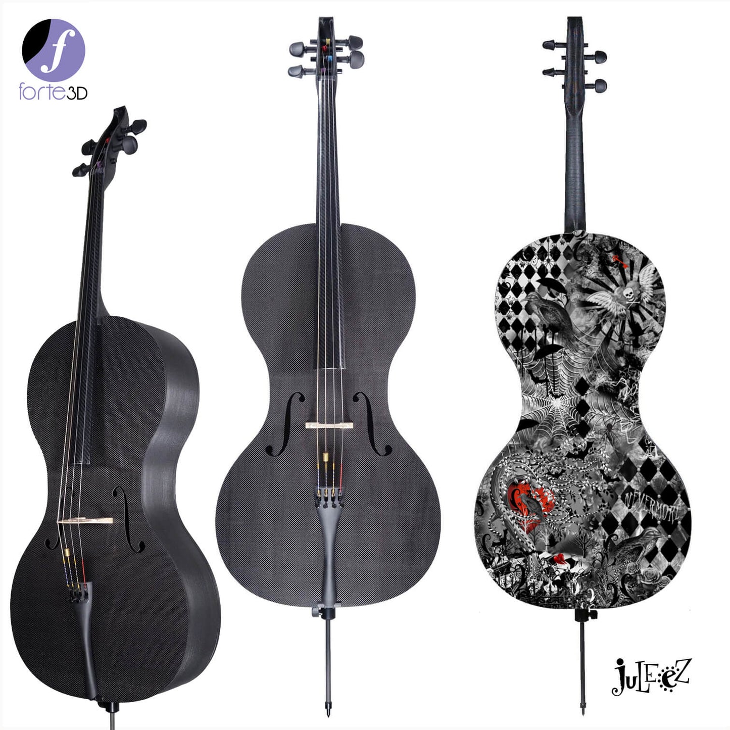 Forte3D® Cello Fine Art Cellos Painted BACK by Juleez