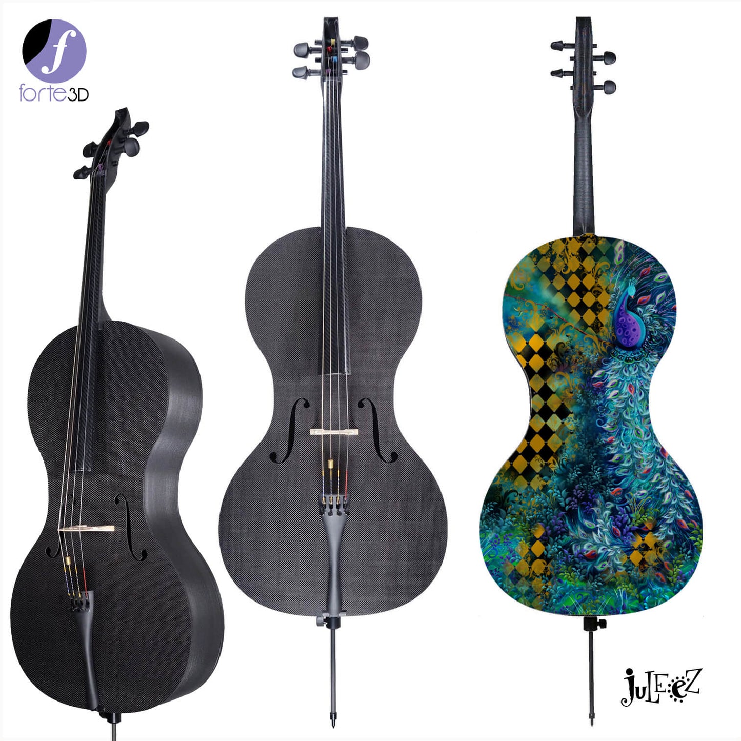 Forte3D® Cello Fine Art Cellos Painted BACK by Juleez