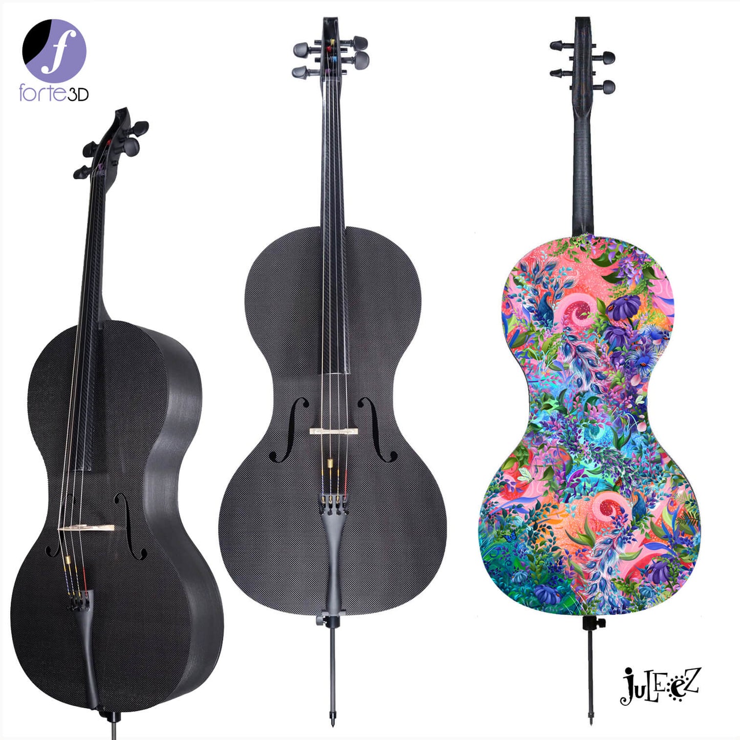 Forte3D® Cello Fine Art Cellos Painted BACK by Juleez