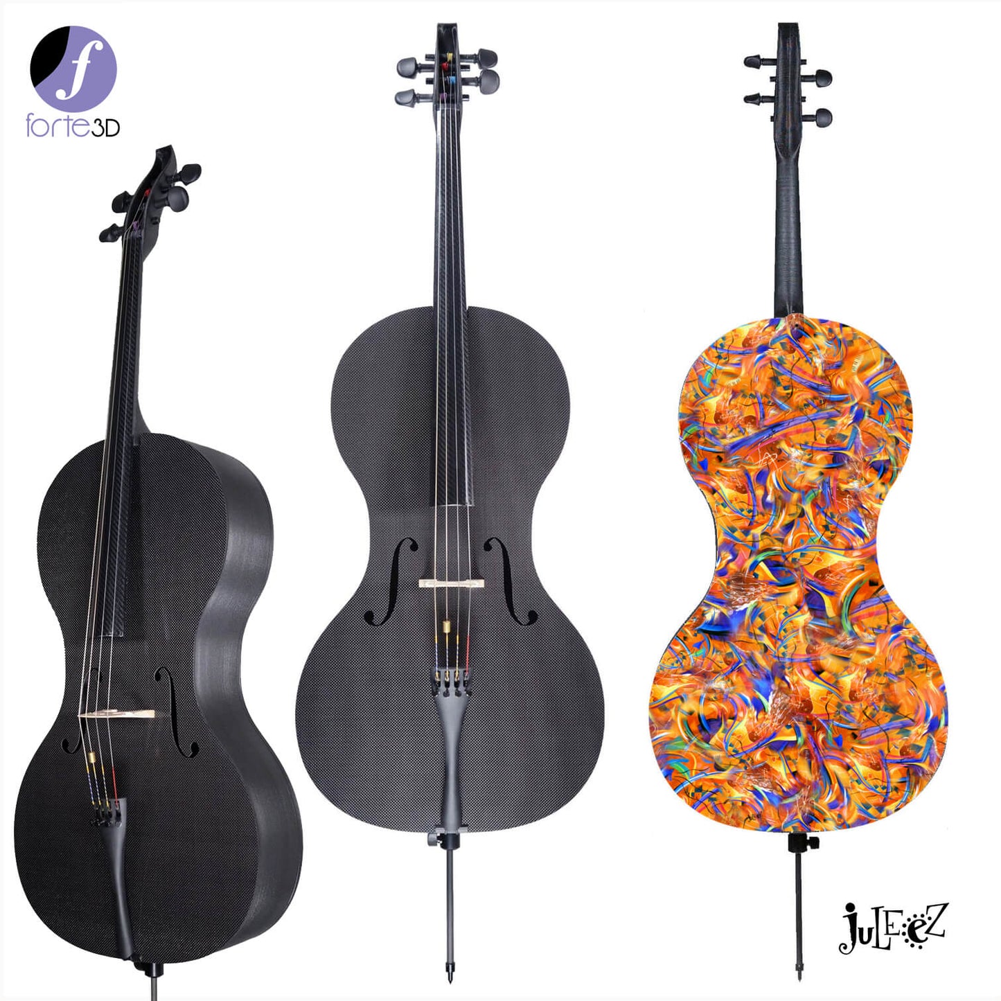 Forte3D® Cello Fine Art Cellos Painted BACK by Juleez