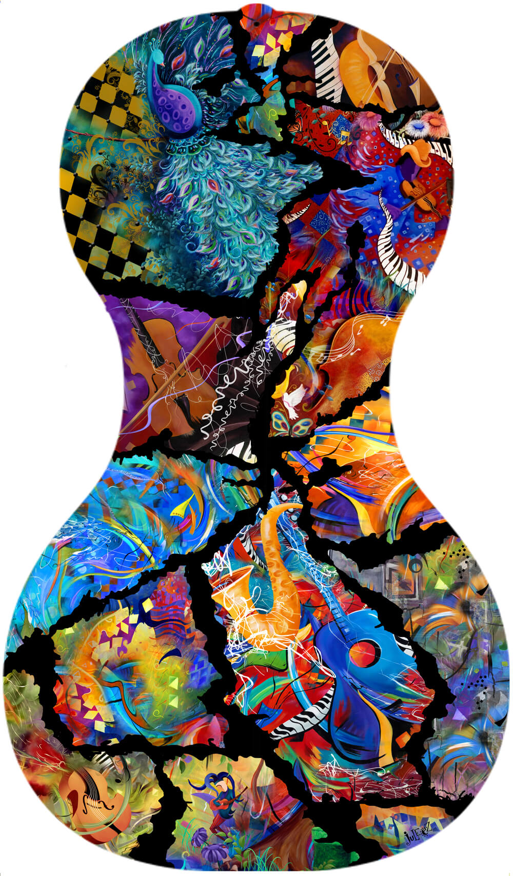 Forte3D® Cello Fine Art Cellos Painted BACK by Juleez