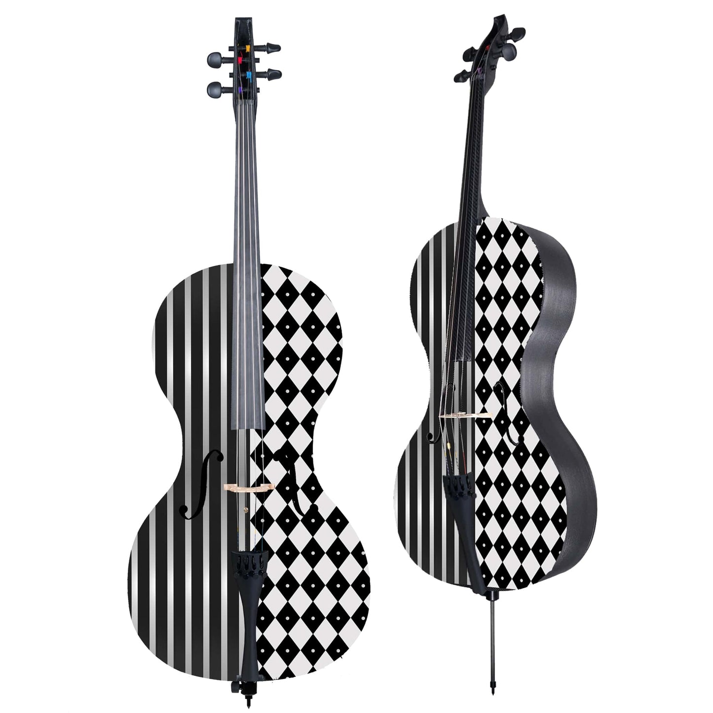 forte3D Carbon Fiber Cello - Art Top Cello- Harlequin Pearl Stripe