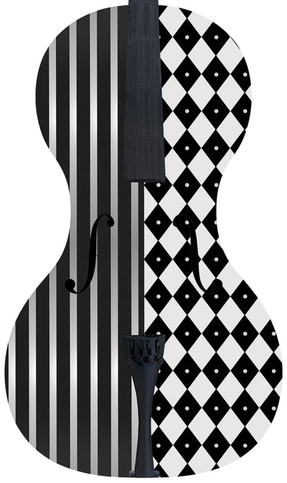Forte3D Carbon Fiber Cello - Art Top- Harlequin Pearl Stripe
