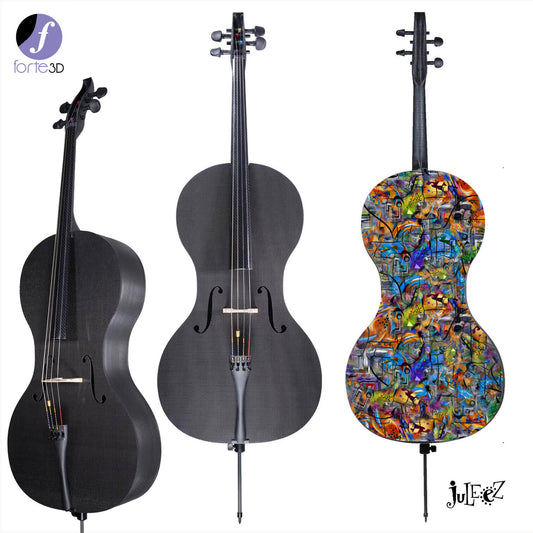 Forte3D® Cello Fine Art Cellos Painted BACK by Juleez