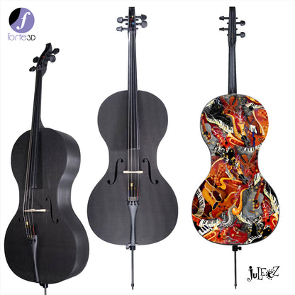 Forte3D® Cello Fine Art Cellos Painted BACK by Juleez