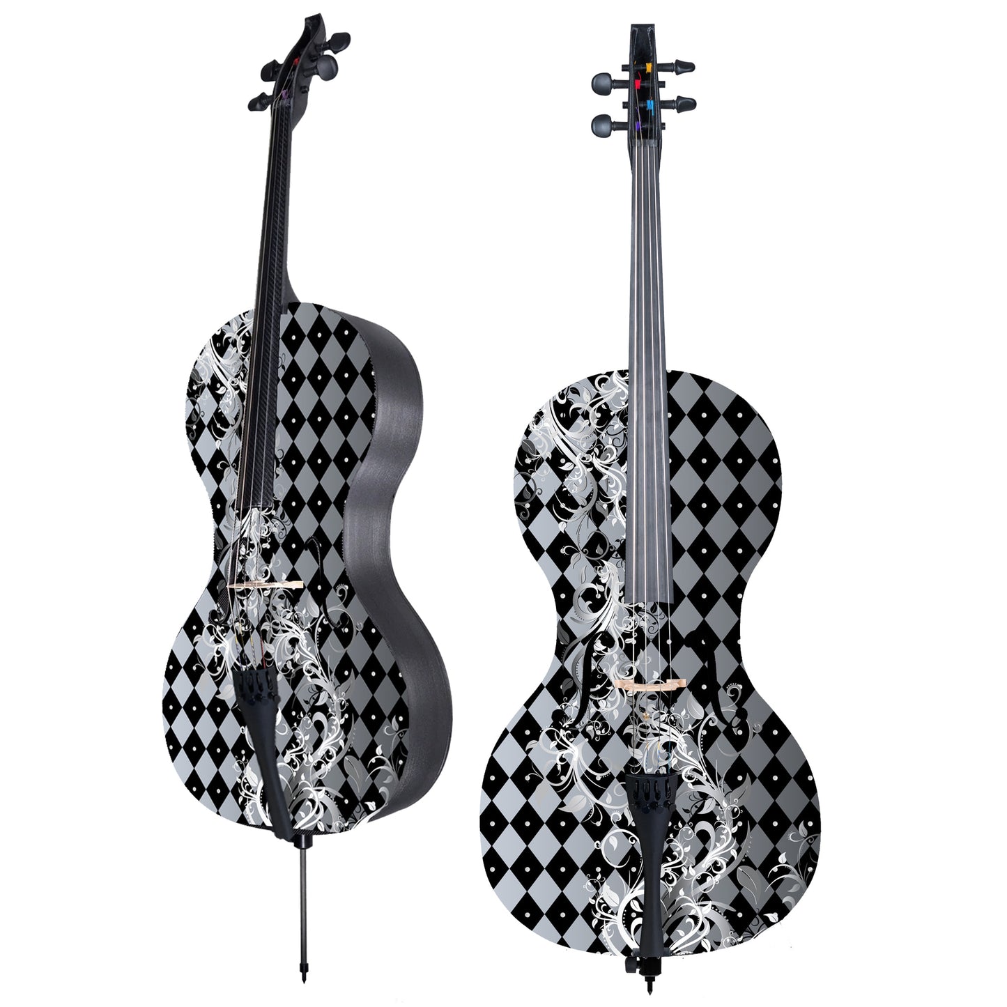 forte3D Carbon Fiber Cello - Art Top Cello- Harlequin Flower -Juleez