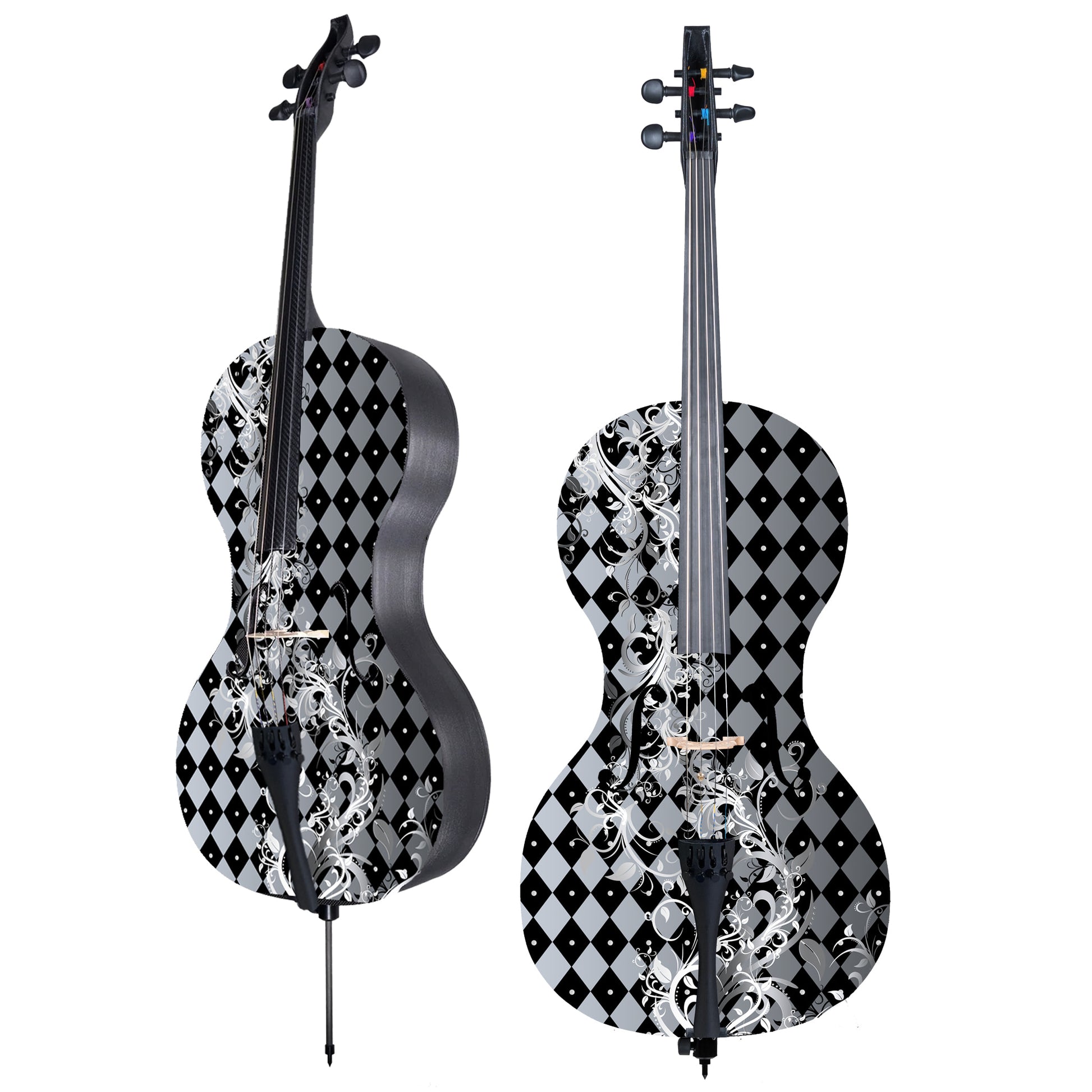 forte3D Carbon Fiber Cello - Art Top Cello- Harlequin Flower -Juleez