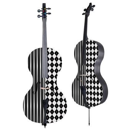 forte3D Carbon Fiber Cello - Art Top Cello- Harlequin Pearl Stripe